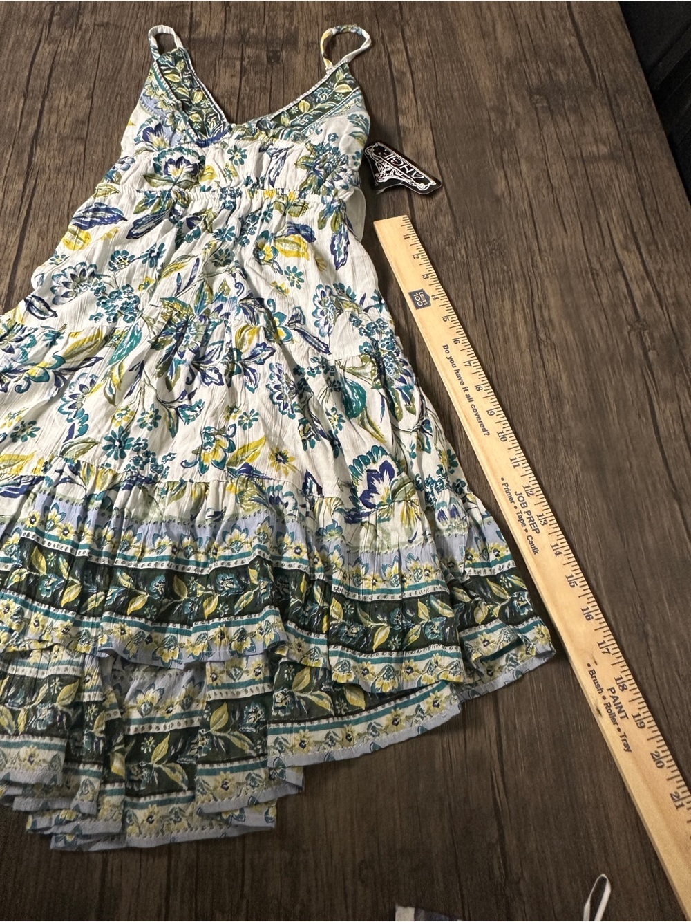 NWT Angie Womens White Blue Floral Tie Back Mini Dress Large - Picture 11 of 11